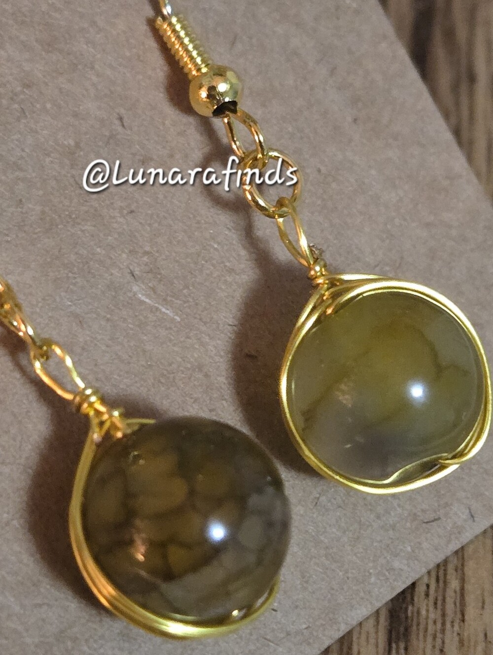 Handmade Dragon Vein Agate Drop Earrings - Picture 2 of 2